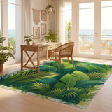 ODIKA Tropical Banana Leaf Washable Rug - Low Pile Non-Slip Botanical Area Rug