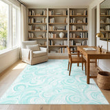 Blue and Teal Seashell Swirl Coastal Area Rug