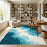 Blue and Teal Abstract Area Blue Teal Wave Abstract Area Rug