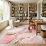 Rose Pink Gold Marble Abstract Area Rug
