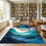 Abstract Area Wave Blue Teal Abstract Wave Area Rug