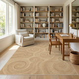 Beige Abstract Swirl Beige and Neutral Area Rug