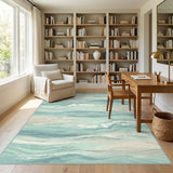 Blue Teal Coastal Waves Area Rug