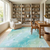 Blue Teal Starfish Seaweed Coastal Area Rug