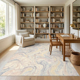 Pastel Floral Marble Swirl Area Rug