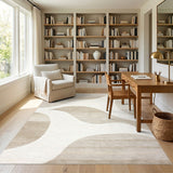 Abstract Wave Neutral Area Rug
