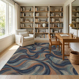 Swirl Blue and Teal Blue Teal Swirl Abstract Area Rug