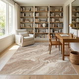Brown Tan Marble Abstract Area Rug