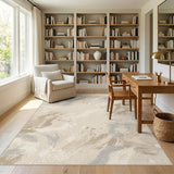 Beige Neutral Abstract Strokes Area Rug