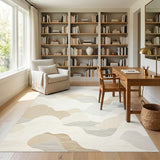 Abstract Beige Cloud Wave Area Rug