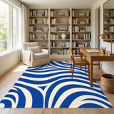 Blue Swirl Abstract Blue and Teal Area Rug