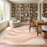 Orange Flowing Wave Abstract Area Rug