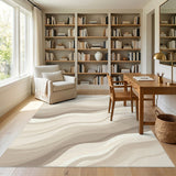 Beige Wavy Abstract No. 5 Area Rug