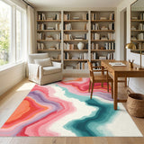 Vibrant Layered Waves Multi-Color Area Rug
