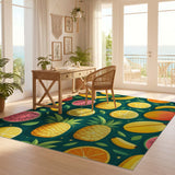 ODIKA Colorful Tropical Fruit Washable Area Rug - Non-Slip Low Pile