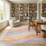 Multi-color and Patterns Pastel Wave Abstract Area Rug