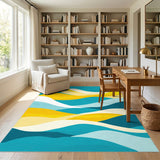 Blue and Teal Blue Teal Wave Area Rug