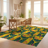 ODIKA Washable Abstract Geometric Yellow & Green Low Pile Area Rug