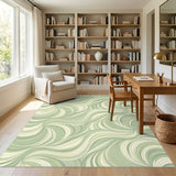Green Sage Green Swirl Abstract Area Rug