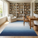 Blue and Teal Blue Gradient Stripe Area Rug