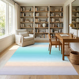 Blue Teal Coastal Gradient Washable Area Rug