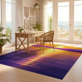 ODIKA Modern Abstract Sunset Washable Rug, Low Pile Non-Slip Indoor Area Rug