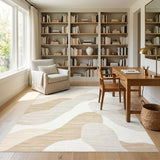 Beige Neutral Wavy Abstract Area Rug