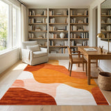 ODIKA Warm Orange Abstract Wave Area Rug