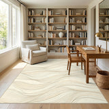Beige Wavy Lines Area Rug
