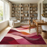 Red Abstract Area Red Wavy Abstract Area Rug