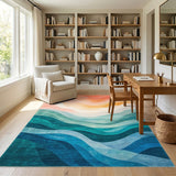 Coastal Wave Sunset Area Rug