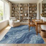 Blue and Teal Blue Marble Swirl Area Rug