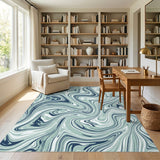 Abstract Area Swirl Blue Teal Swirl Abstract Area Rug