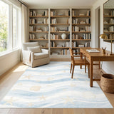 Blue Coastal Starfish Seashell Area Rug