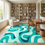 Teal Swirl Abstract No. 3 Area Rug