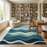 Blue Wave Coastal Blue and Teal Area Rug