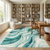 Abstract Area Teal Abstract Swirl Area Rug