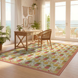 ODIKA Washable Tropical Pineapple Print Area Rug - Low Pile & Non-Slip