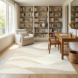 Serene Beige Abstract Wave Area Rug