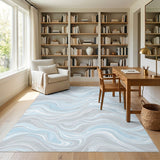 Blue and Teal Blue Wave Swirl Area Rug