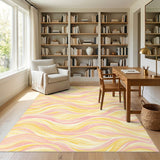 Pink Yellow Wave Abstract Area Rug