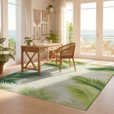 ODIKA Tropical Palm Leaf Washable Area Rug - Low Pile Non-Slip Botanical Carpet