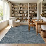 Blue Teal Coastal Wave Area Rug