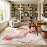 Pink Gold Marble Abstract Area Rug
