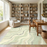Green Marble Swirl Abstract Area Rug