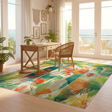 ODIKA Tropical Surfboard Art Washable Area Rug - Low Pile Non-Slip Coastal Decor