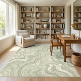 Abstract Area Green Marble Swirl Area Rug