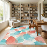 Coral Teal Abstract Area Rug