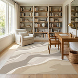Abstract Area Beige and Neutral Beige Neutral Abstract Wave Area Rug