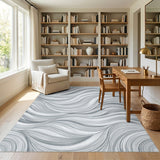 Abstract Area Grey Swirling Waves Abstract Area Rug